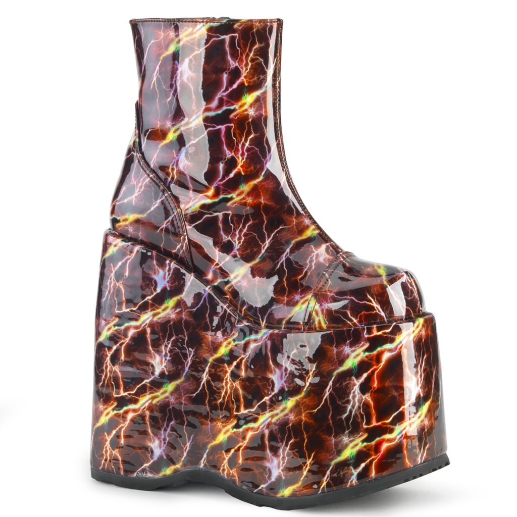 Bottines Demonia Slay 204lbh Hologramme Femme - Bordeaux 59374-CRKT